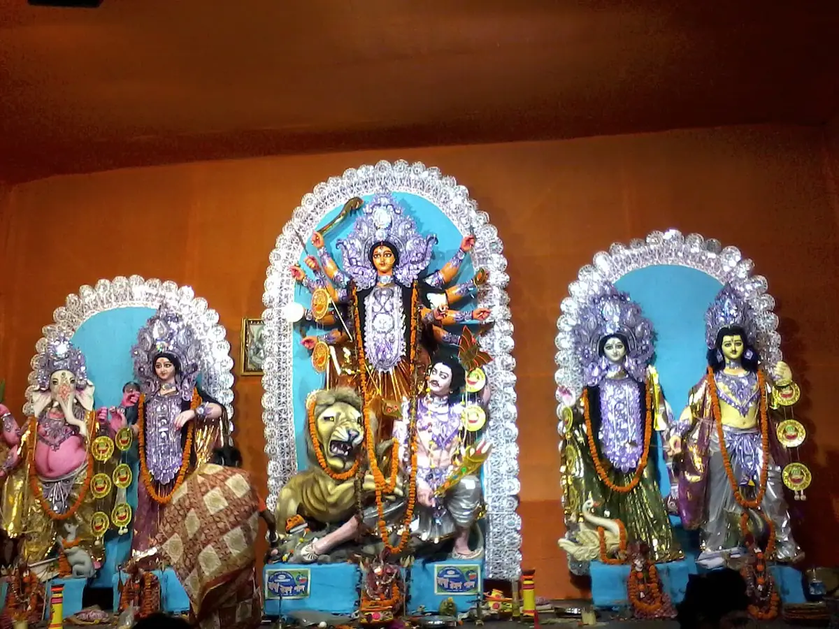 A Durga image for Basanti Puja, the spring worship of the goddess.