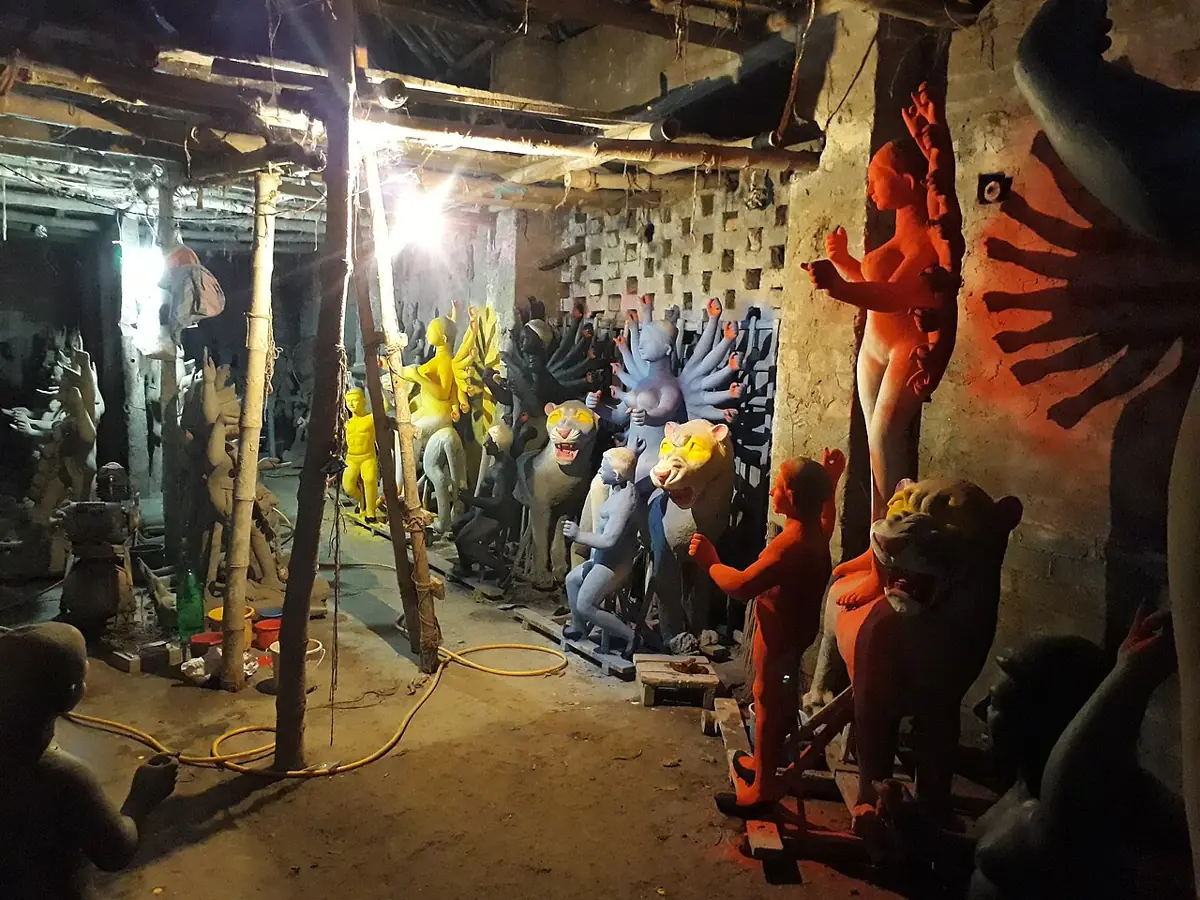 Idols take shape in a workshop lane at Kumartuli, north Kolkata.