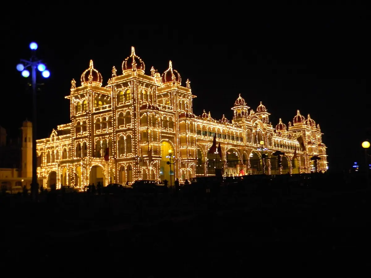 Mysuru Palace lit up for Dasara.